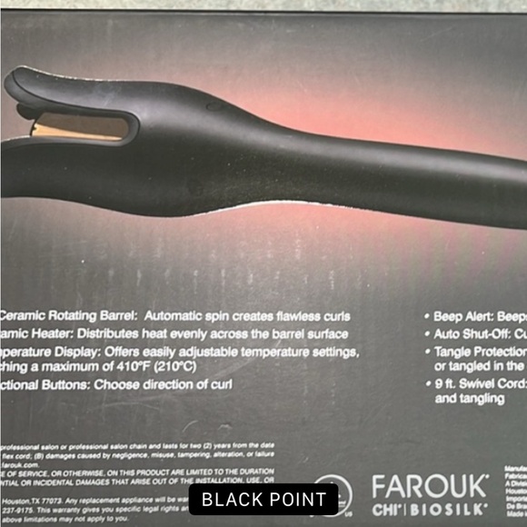 CHI SPIN N CURL ROTATING 1”CURLER MATT BLACK.EASY TO USE - Picture 5 of 5